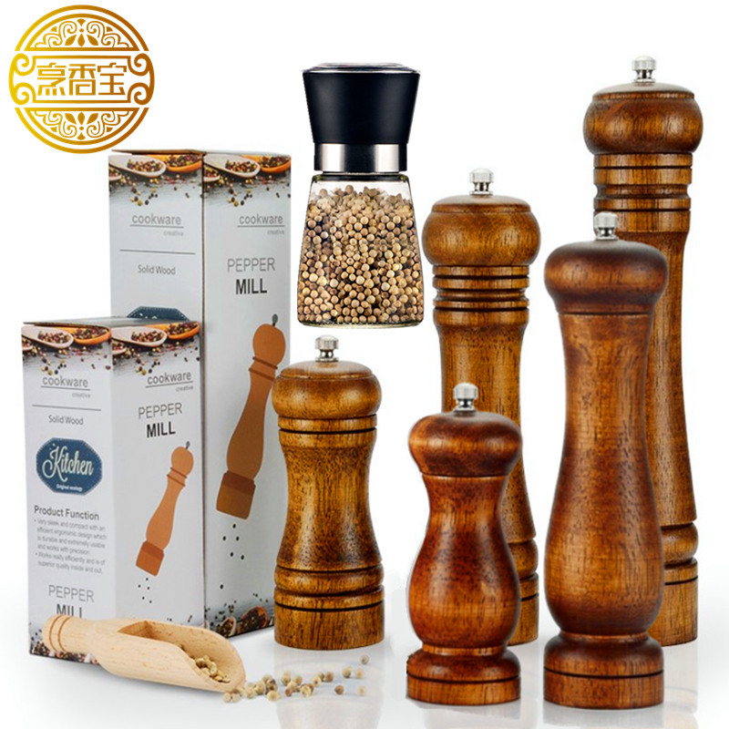 Pepper grinder solid wood ceramic core pepper powder pepper sesame salt manual electric press grinder
