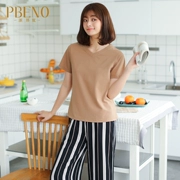 Pabangu 2018 new casual ngắn tay cotton đồ ngủ phụ nữ mùa hè Hàn Quốc sinh viên tươi có thể mặc dịch vụ nhà