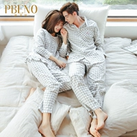 Pabangnu new casual couple đồ ngủ cotton của phụ nữ dệt kẻ sọc cardigan nam giới có thể mặc bên ngoài dịch vụ nhà phù hợp với mùa thu thời trang mặc nhà