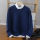 Mùa thu và mùa đông áo len cashmere mới nam cổ tròn dày áo len áo len màu sắc phù hợp với áo len dệt kim cơ bản Hàn Quốc - Áo len Cashmere