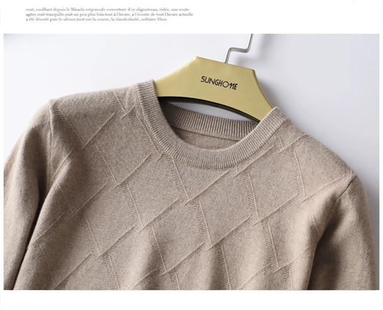 Mùa thu và mùa đông áo len cashmere mới cho nam áo len cổ tròn lỏng màu rắn đan áo len đáy quần nam kinh doanh đích thực