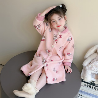 Girls' nightgown 2025 new flannel warm autumn and winter