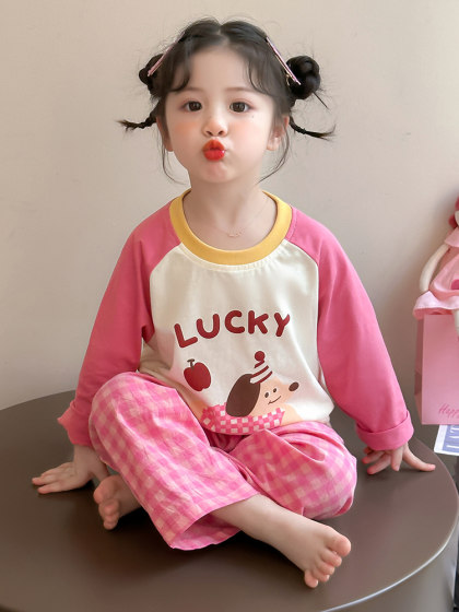 2025新款女童睡衣纯棉a类女孩宝宝春长袖空调夏季儿童家居服套装