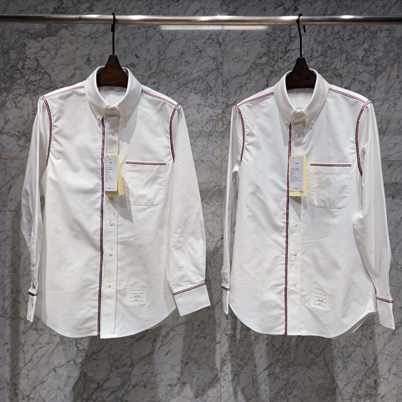 Tfm Tb Spring & Fall New Style Grosgrain Edge Decorated with Red, White and Blue Contrasting Lines 100% Long-Staple Cotton Oxford Spinning Shirts for Men and Women
