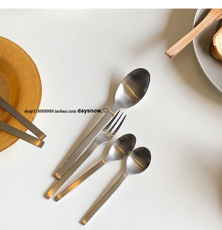 Silver fork spoon Stainless steel Western tableware Metal fork spoon Dessert spoon Dessert fork
