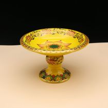 Buddhist supplies high-footed fruit plate Tang color fruit plate Lotus supply plate for Buddha fruit plate Buddha supply ceramic Tribute Plate