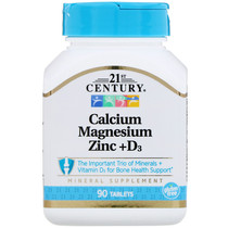 21st CENTENY CALCIUM MAGNESIUM ZINC VITAMIN D3 SHEET 90 slices