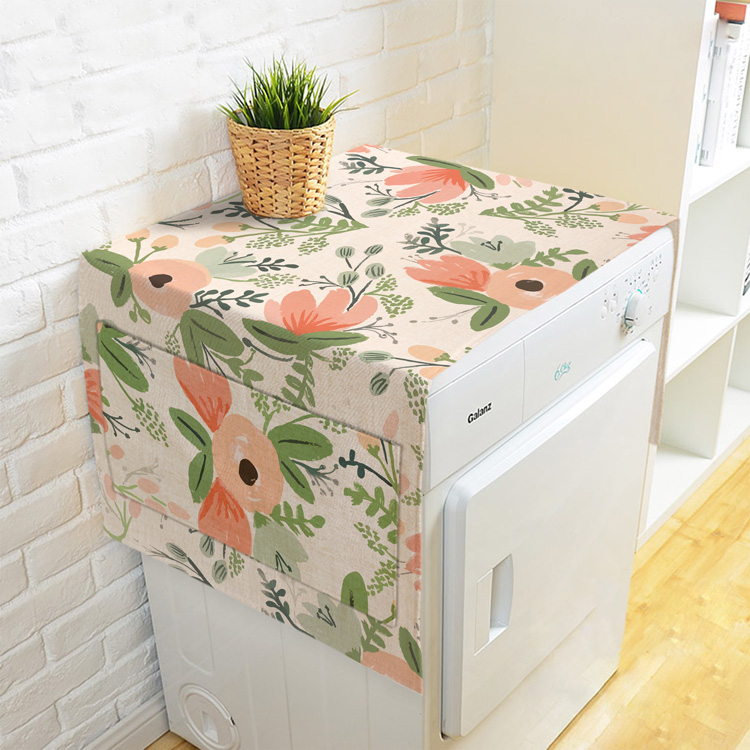 American countryside field garden Korean style cotton linen drum washing machine cover cloth single door open double door refrigerator cover towel dust cover