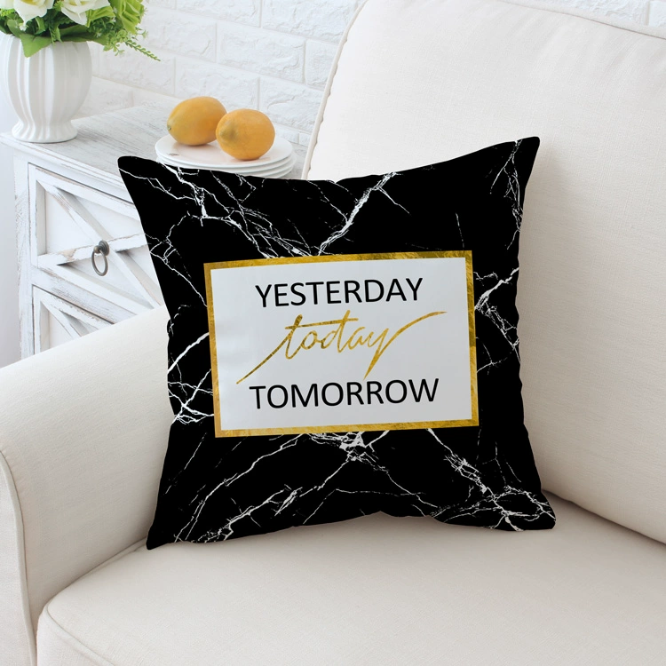 Bắc Âu tối giản ins vàng đen cẩm thạch Bắc Âu gối xe sofa nhung Pháp gối eo gối sáng tạo gối - Trở lại đệm / Bolsters