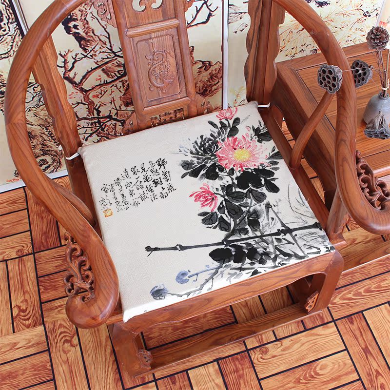 Mei Lan Zhu Ju Trung Quốc phong cách mới Trung Quốc đệm cổ điển gỗ gụ sofa đệm pad ăn ghế pad dày đệm ghế tùy chỉnh đêm ghế gỗ