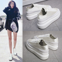 Small white shoes womens shoes 2021 spring new versatile inner single shoes thick bottom pine cake increased white shoes board shoes summer