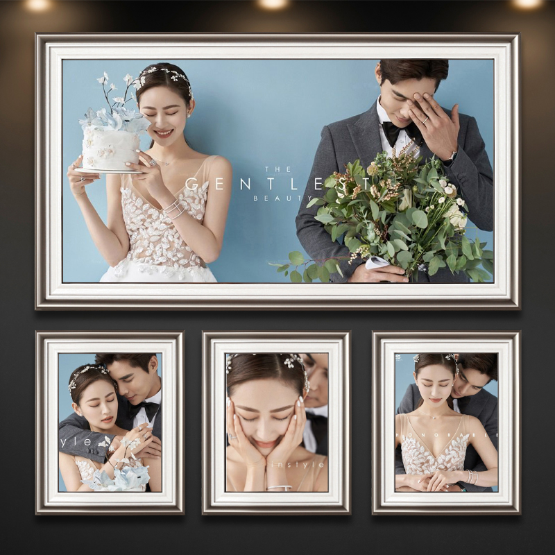 Wedding photo frame hanging wall enlarged size Simple bedroom bed wedding photo flushing custom family portrait production