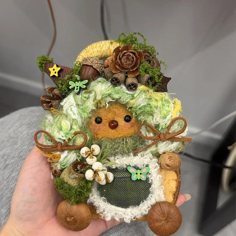 New Niche Cartoon LAOSHU Rattan Bean Pod Doll DIY Material Kit Pendant Ornament Handmade Mother's Day Gift