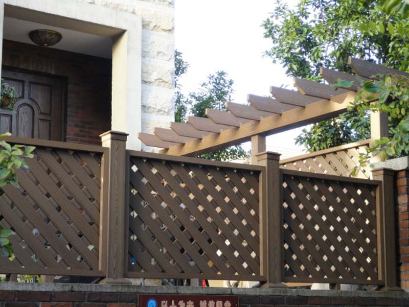 Plastic wood grid fence fence Railing Armrest Outdoor Guardrails Villa Courtyard Garden Terrace Rooftop View Terrace