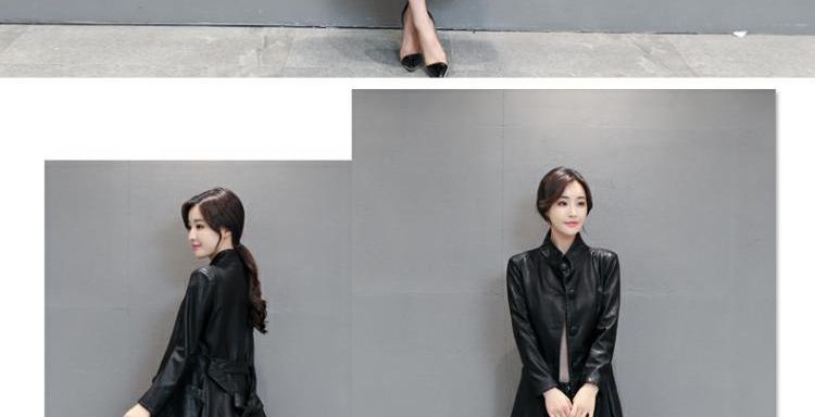 Áo khoác da nữ dài phần 2018 phiên bản mới của Hàn Quốc là áo khoác mỏng bằng da và cotton dài áo khoác mùa thu đông ao da