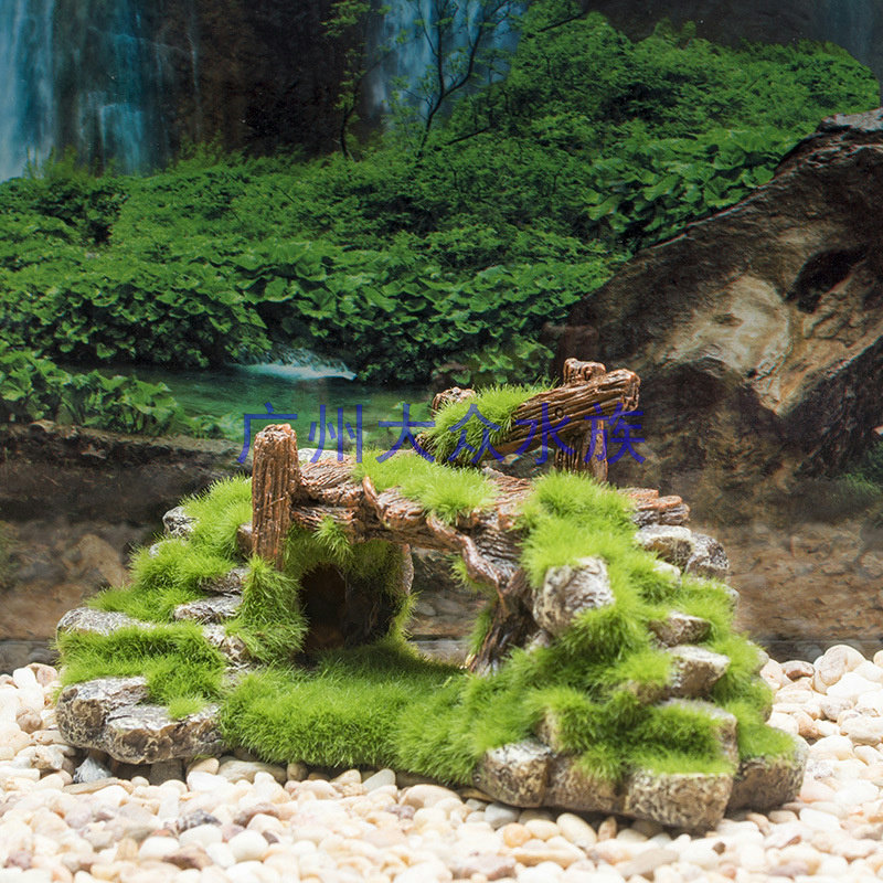 Fish tank resin moss fluff bridge fish Play in cave Decorative Fish Tank Aquarium decorated with turtle-in-jar Scape Rocky Mountain Stones