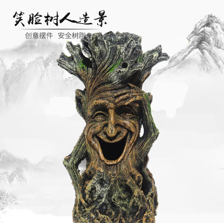 New Creative Fish Tank Building Tree Man Withwood Trunks Resin Handicraft Decoration Pendulum Decoration