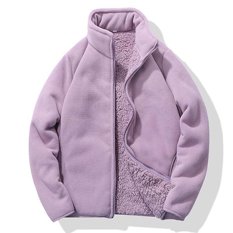 Fleece-Lined Thickened Jacket for Women, Short Style, Autumn and Winter, Stand Collar, Warm, Loose, Plus Size, Polar Fleece Top, Cardigan