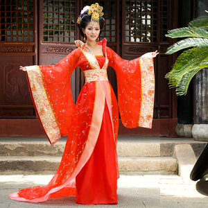 Chinese Folk Dance Dress Ancient costume, Tang costume, Han costume, imperial concubine dress, tailing Queen costume