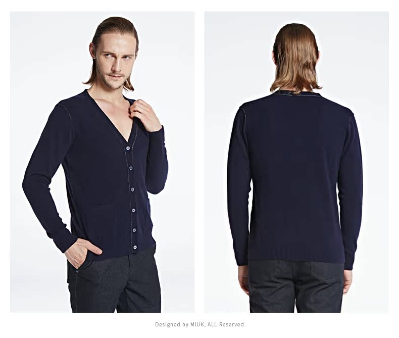 Tuyệt vời nam mới V-cổ áo len thời trang cao cấp thương hiệu áo len cashmere màu cao cấp đích thực áo thun nam cổ tròn