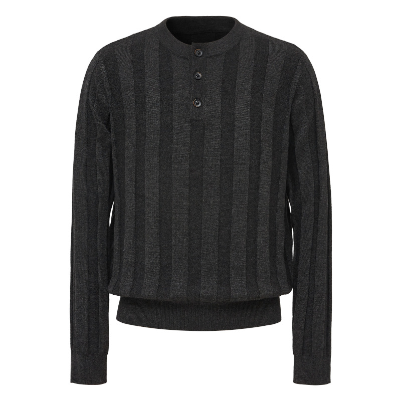 Taichiism Dark Striped Old Money Texture 30% Wool Sweater