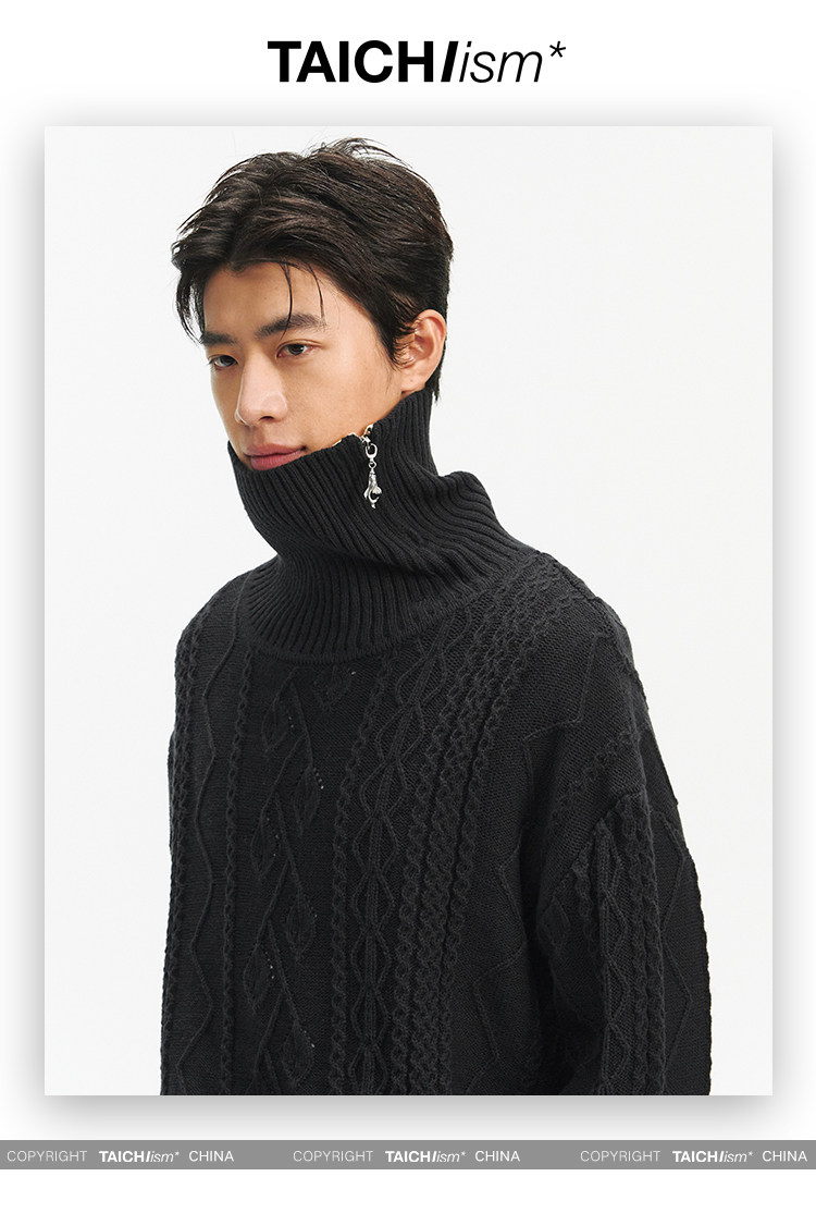 TAICHIISM Cable-Knit Turtleneck Sweater
