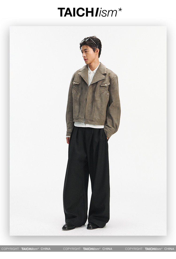 TAICHIISM Studded Boxy Suede Jacket