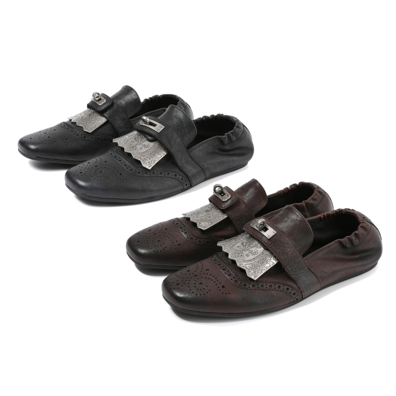 Taichiism Metal Carved Slip-On Detachable Derby Leather Shoes Casual Mules Oil Wax Genuine Leather Summer Taichiism Metal Carved Slip-On Detachable Derby Leather Shoes Casual Mules Oil Wax Genuine Leather Summer