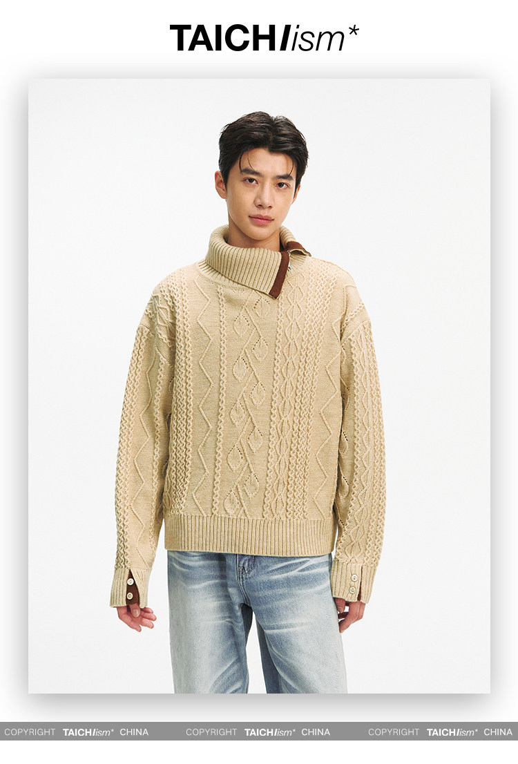 TAICHIISM Cable-Knit Turtleneck Sweater