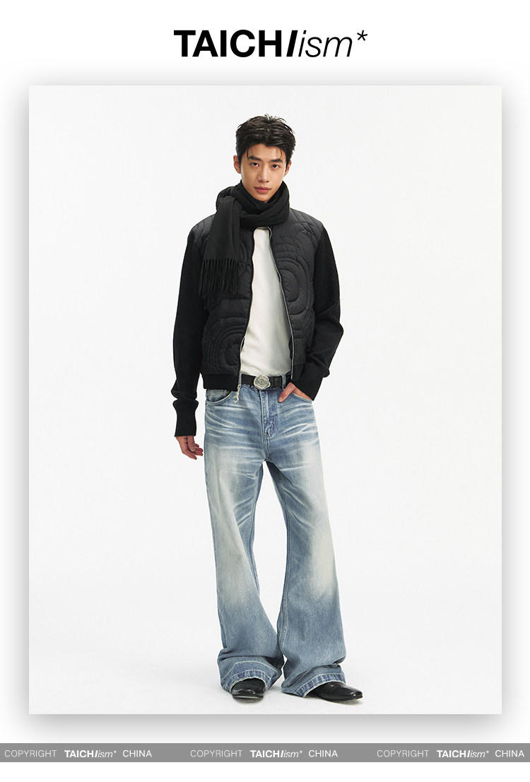 TAICHIISM 131g Wool-Blend Knit Paneled Down Slim Jacket