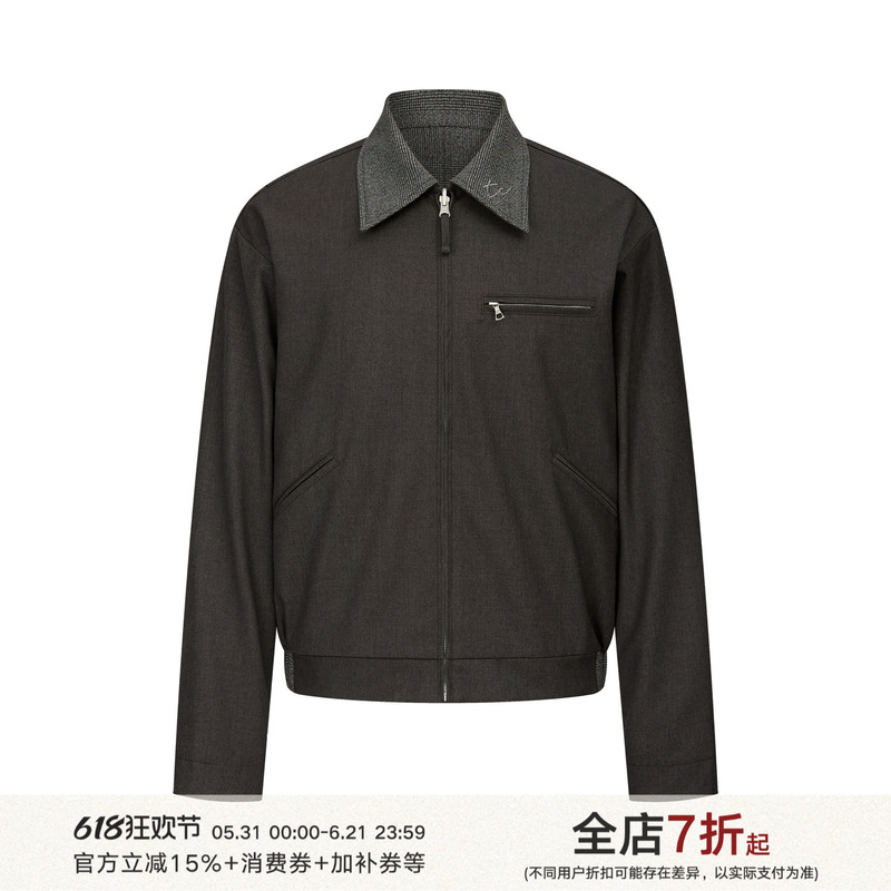 Taichiism Autumn New Collection Old Money Vibe Short Wide Wool Houndstooth Reversible Blazer Jacket J97 Taichiism Autumn New Collection Old Money Vibe Short Wide Wool Houndstooth Reversible Blazer Jacket J97