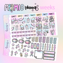 Bring Q] Original weeks mermaid cute ins European and American style hoboweeks Handbook sticker decoration