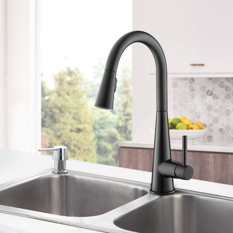 Moen Kitchen Faucet Sink Faucet Anti-Splash Hot and Cold Dual-Use Pull-Out Elegant Black Dual Water Outlet 7864