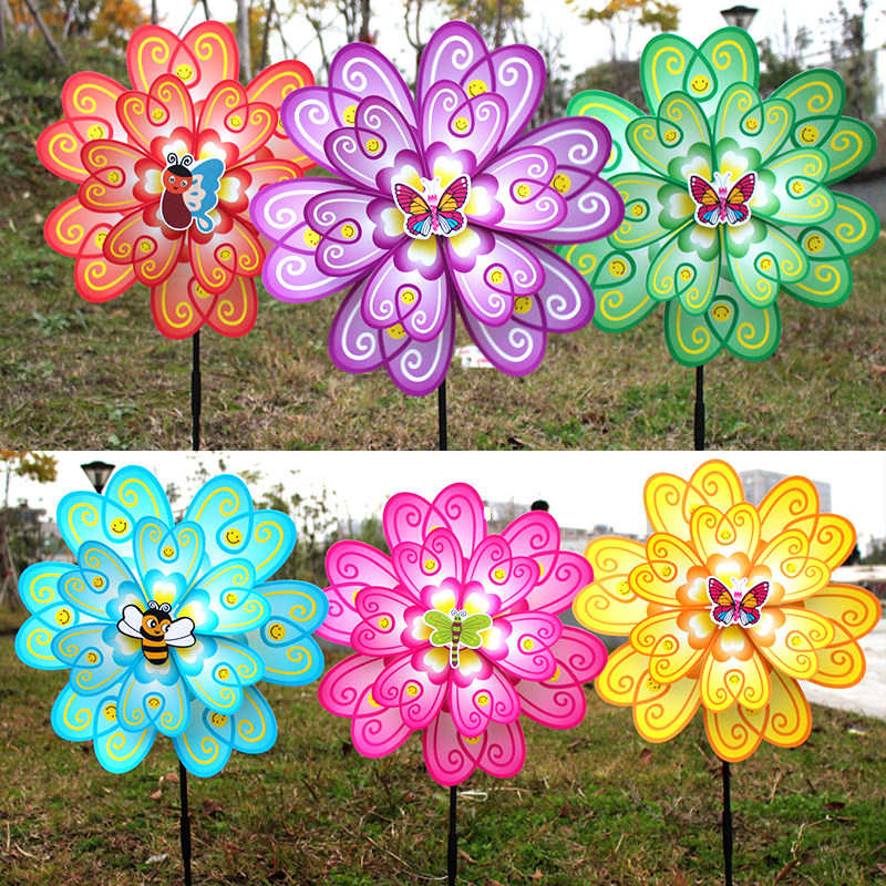 Double love sealed glass fiber pole windmill outdoor plug-in decorative windmill pvc waterproof windmill festival toy