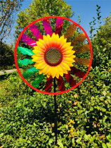 30cm bicycle disc sunflower windmill Laser bright color circle windmill Garden decoration windmill festival plug-in windmill