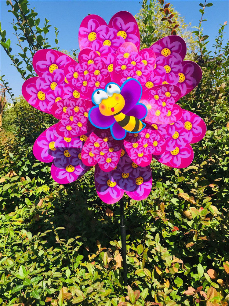Wood Cotton Double Layer Cartoon Color Large Windmill Children Outdoor Toy Inserts Windmills Advertising Props Festive Gifts