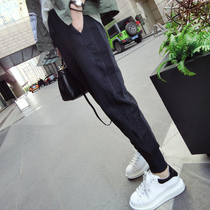 Spring and summer new Korean fat MM large size display thin Haren pants female loose student black sports pants Joker casual pants