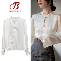 BEBE NOBLE jacquard New Chinese style disc buckle shirt woman spring loaded acetate lining retro Republic of country wind long sleeve blouse