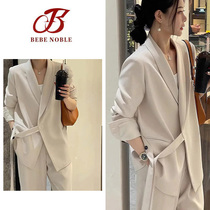 BEBE NOBLE SUIT SUIT WOMAN SPRING AUTUMN Advanced Sense Loose Western Suit Jacket Casual Broadlegged Pants Two-piece Set