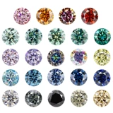 Комбинация настоящего цветного муассанита круглой огранки, круглый бриллиант из синтетического муассанита с заостренным основанием, основной камень весом 1 карат, кольцевая поверхность, свободный камень