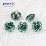 Комбинация настоящего цветного муассанита круглой огранки, круглый бриллиант из синтетического муассанита с заостренным основанием, основной камень весом 1 карат, кольцевая поверхность, свободный камень