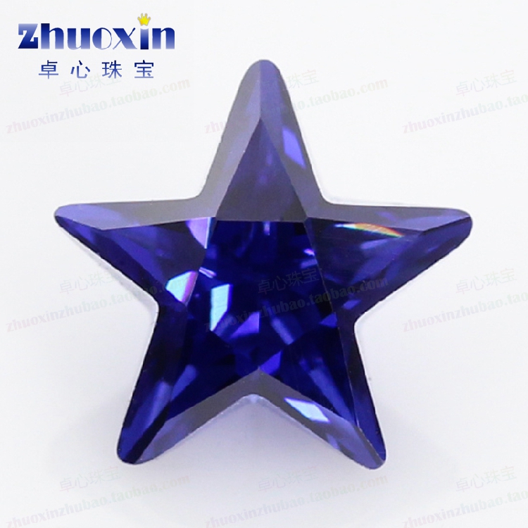 Tansan Blue Cubic Zirconia Stone Naked Stone Withdrawal Face Tansan Blue Pentagram Shaped Pointed Bottom CZ Gem Imitation Drilling DIY