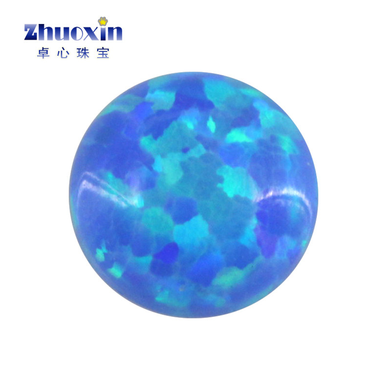 Egg surface round blue artificial opal stone OPAL egg surface flat bottom plain colorful opal opal bare stone OP05