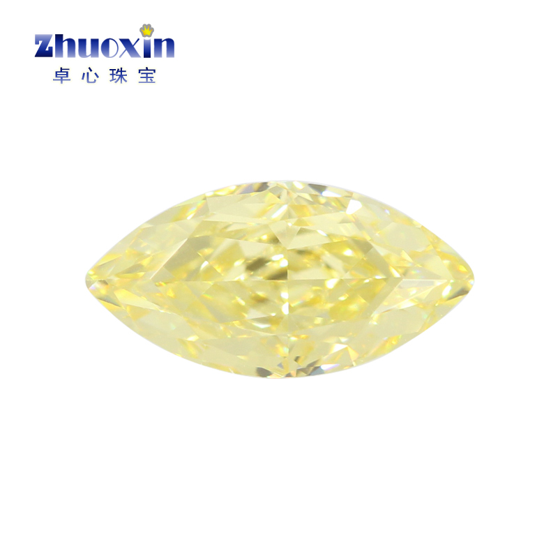 Goose yellow zircon ice flower cut marquise-shaped bare stone Light yellow leaf olive-shaped synthetic CZ pointed bottom main stone