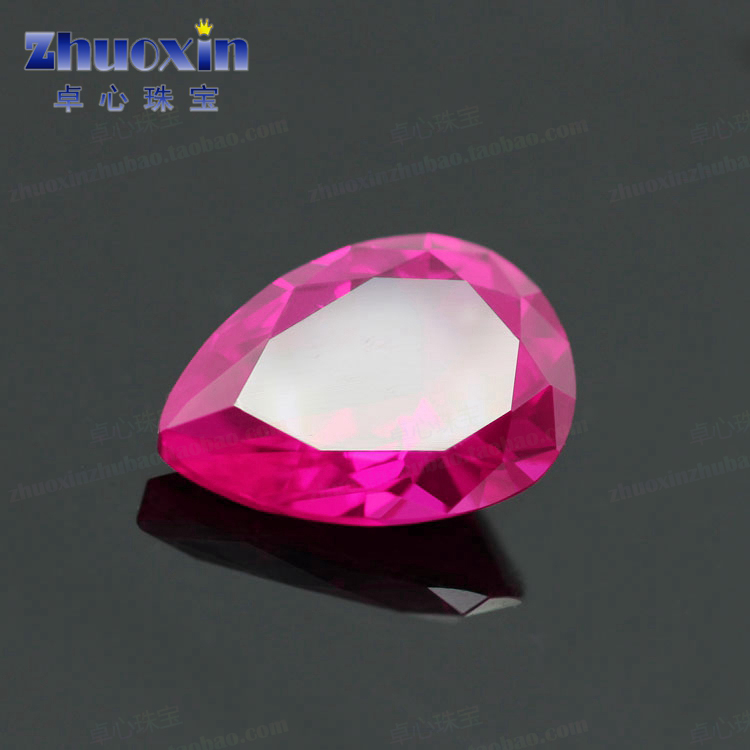 Pear-shaped 3# red corundum bare stone ring face drop-shaped synthetic ruby ​​diamond pink pink jewelry loose beads DIY
