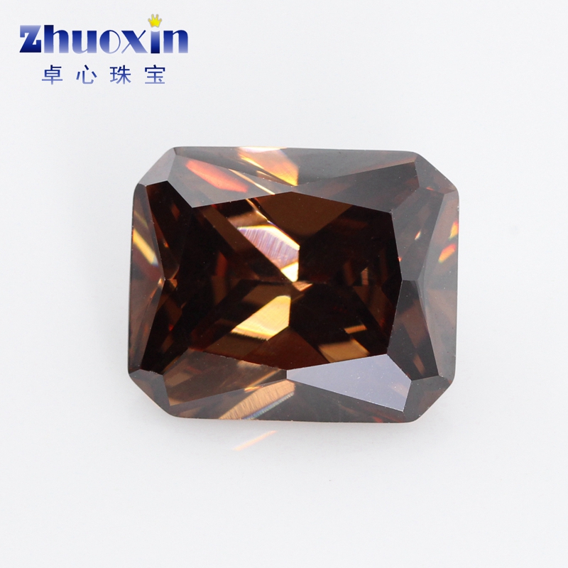 Coffee Color Zircon Rectangular Chamfered Nude Stone Artificial Ring Withdrawal Face Car Flowers Color Gem Diy Brown Nude Drill