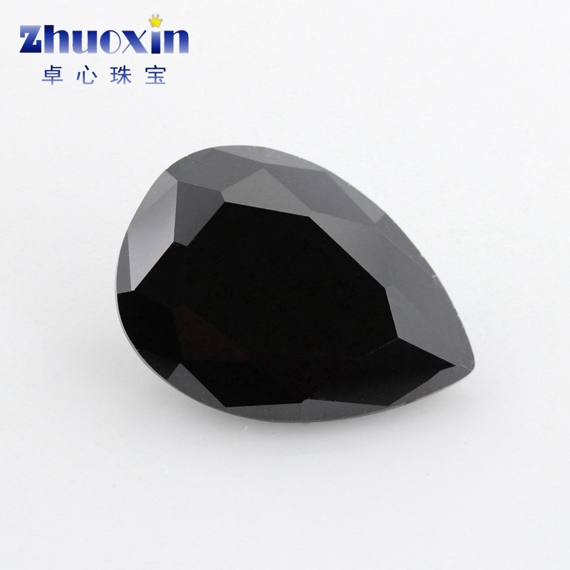 Pear-shaped black natural black spinel rough bare stone drop-shaped gemstone ring face diy jewelry ring with stone