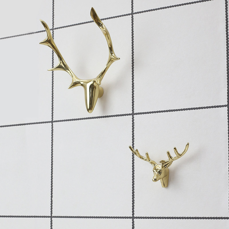 Things to do with our creative deer headcoat Hood Hook Wall Decoration Hook Wall Wall-mounted Key Button Premium Brass Xuanguan Hanging Bag Hook