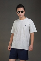 Embroidered submarine long jet antibacterial clothing cotton linen breathable suction sweaty fitness training suit mens summer round neck