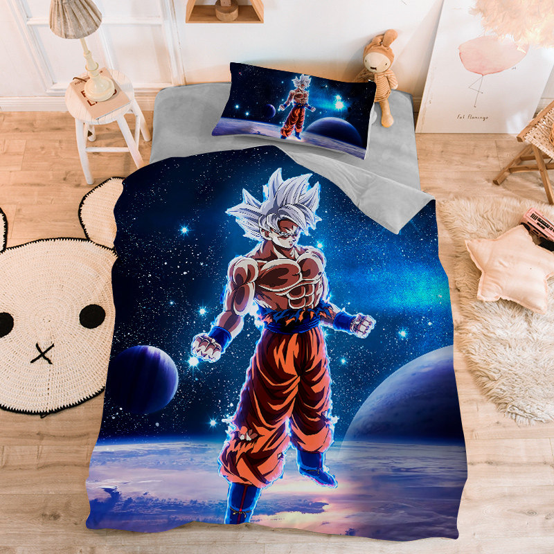 Children's Cartoon Dragon Ball Three-Piece Bed Set 1 2m Bed Boy Bedroom Anime Goku Quilt Cover Pillowcase Four-Piece Set - Taobao